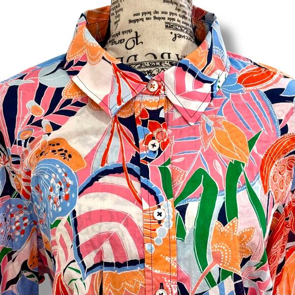 Talbots Size 1X 100% Cotton Button Front Shirt - Marvelous Floralp - Picture 4 of 6